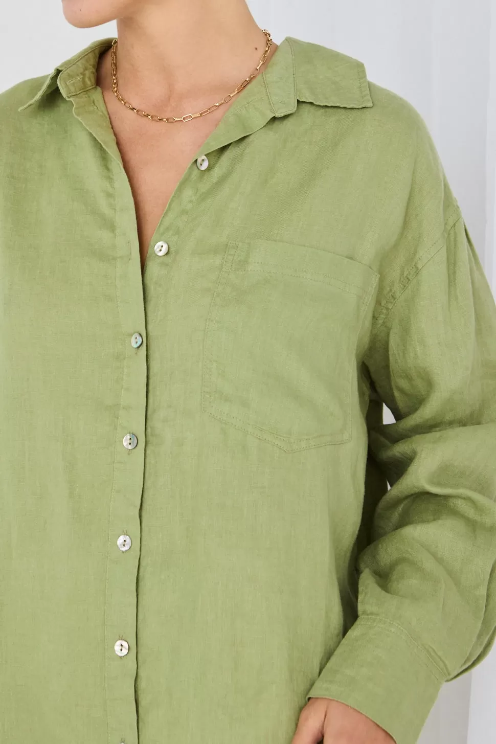 Optimum Moss Linen Oversized Shirt