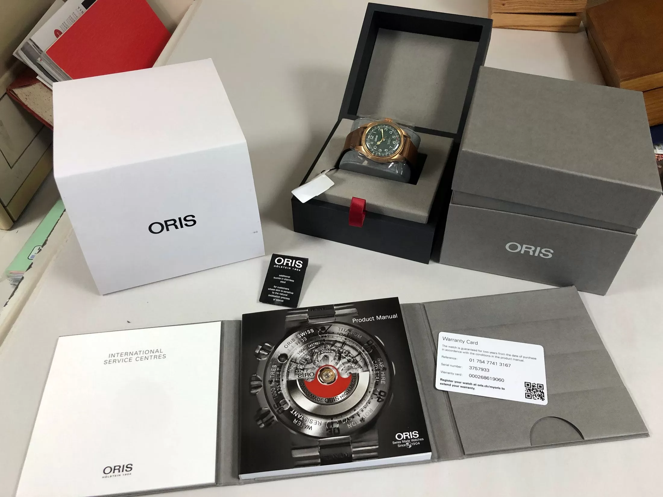 Oris 40MM Big Crown Pointer Date 80th Anniversary Automatic Green Dial Bronze Watch