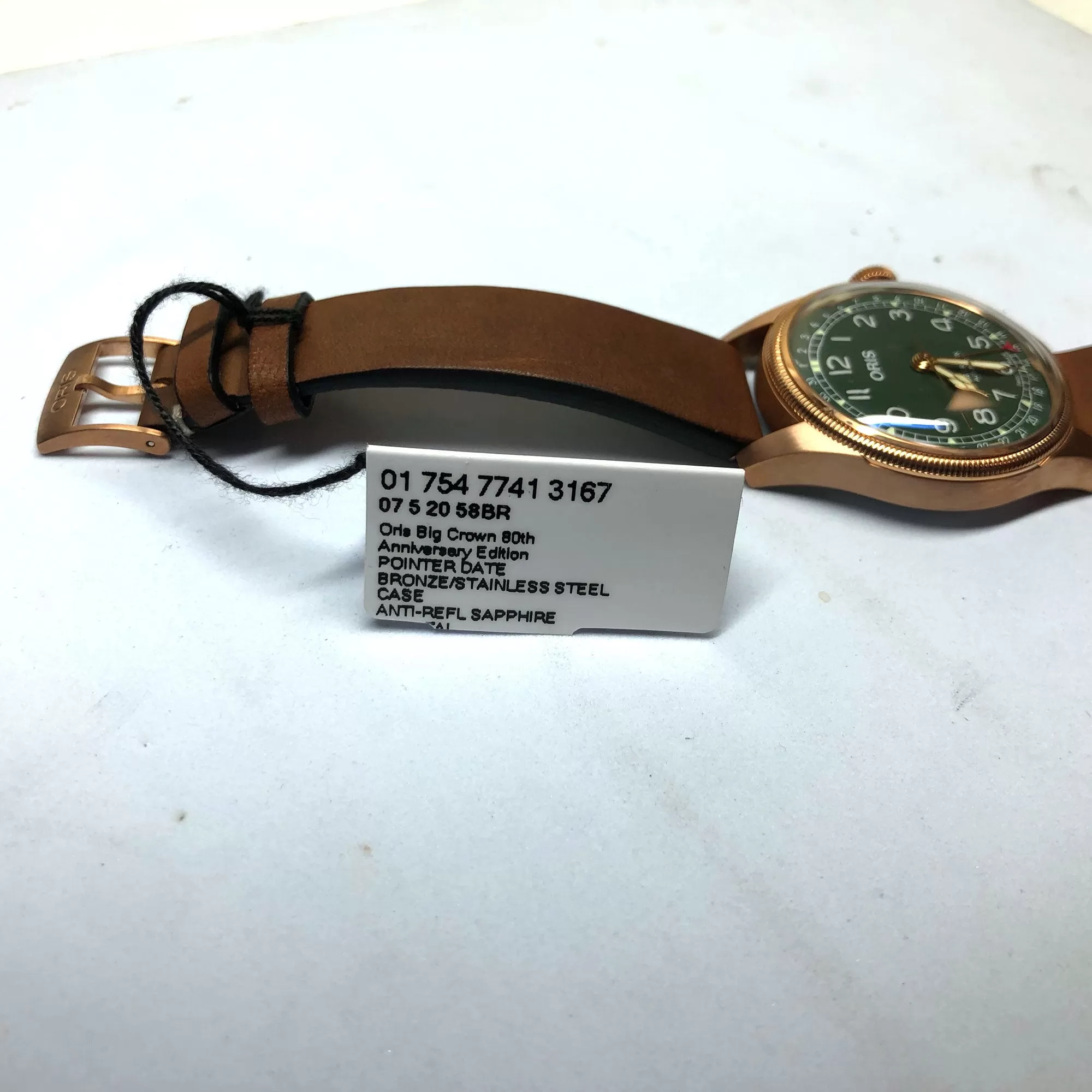 Oris 40MM Big Crown Pointer Date 80th Anniversary Automatic Green Dial Bronze Watch