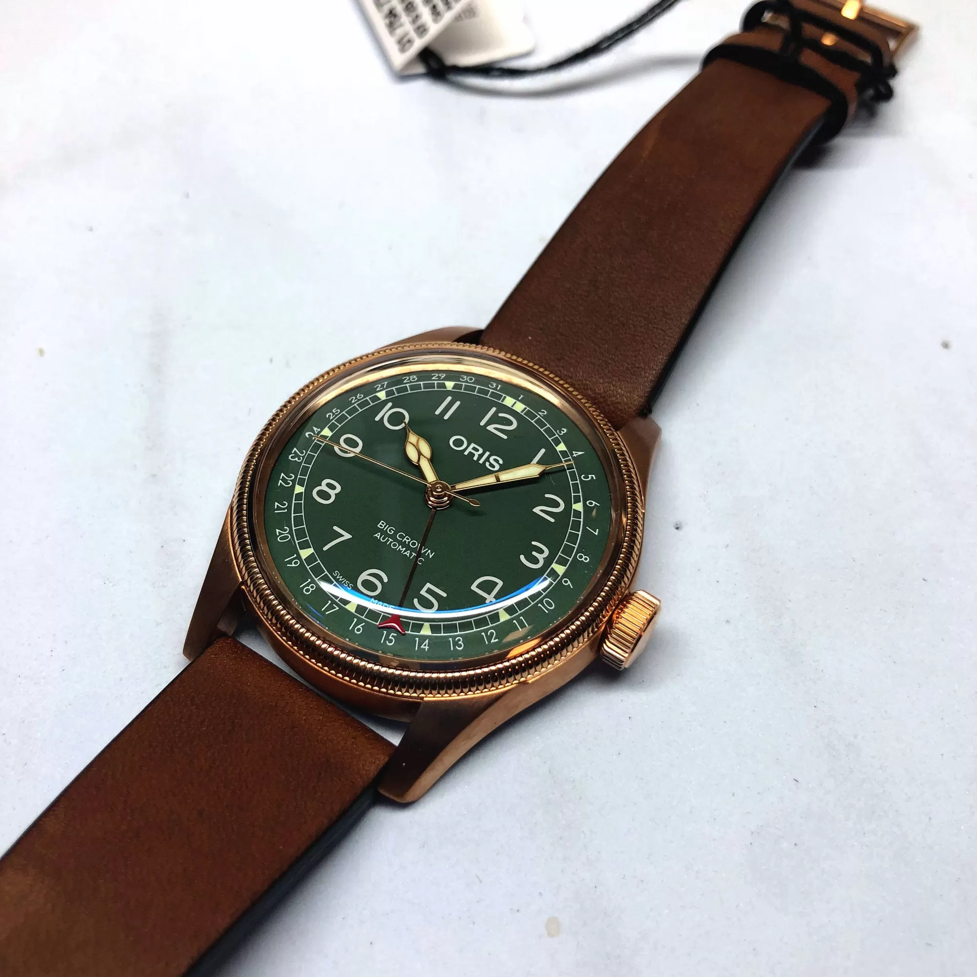 Oris 40MM Big Crown Pointer Date 80th Anniversary Automatic Green Dial Bronze Watch