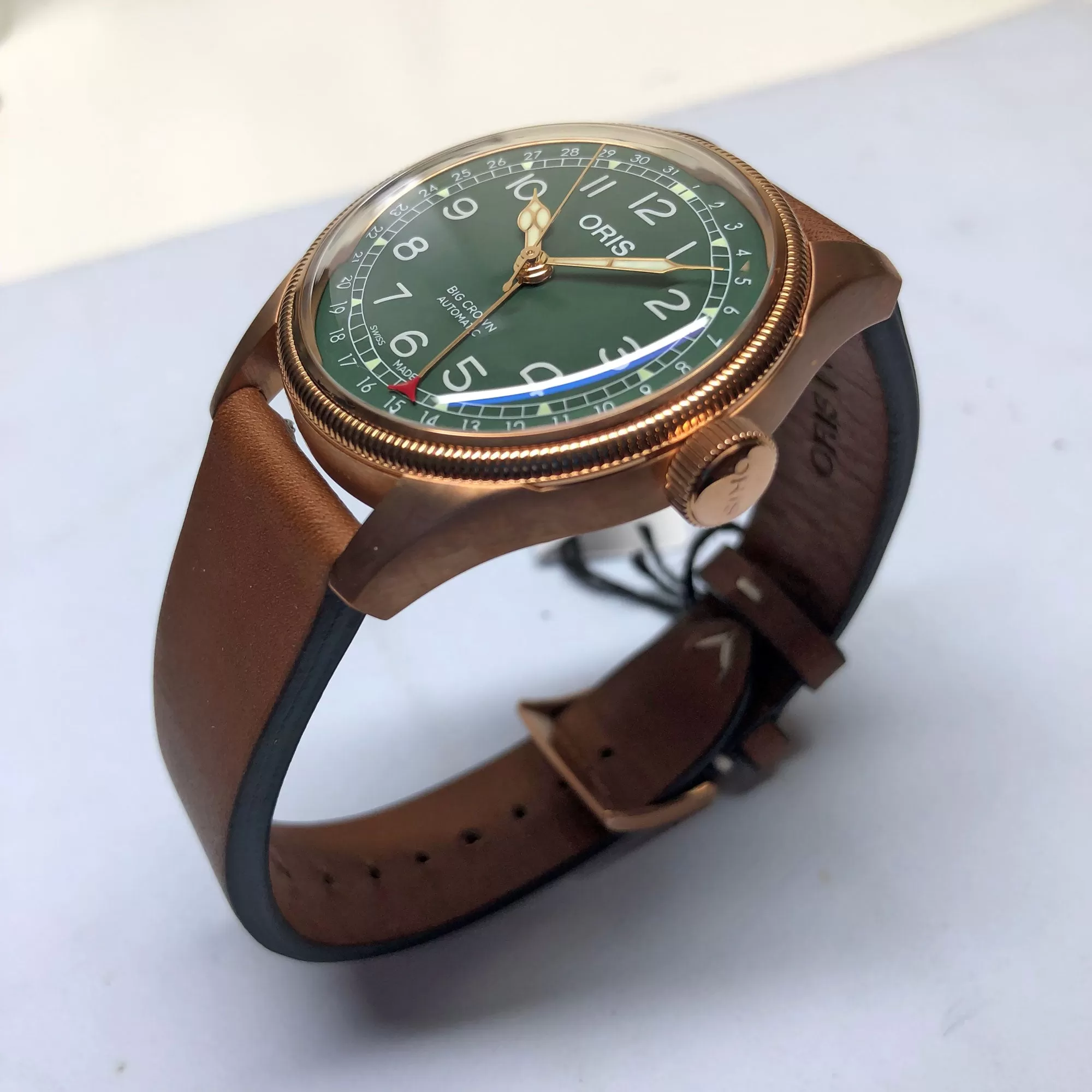 Oris 40MM Big Crown Pointer Date 80th Anniversary Automatic Green Dial Bronze Watch