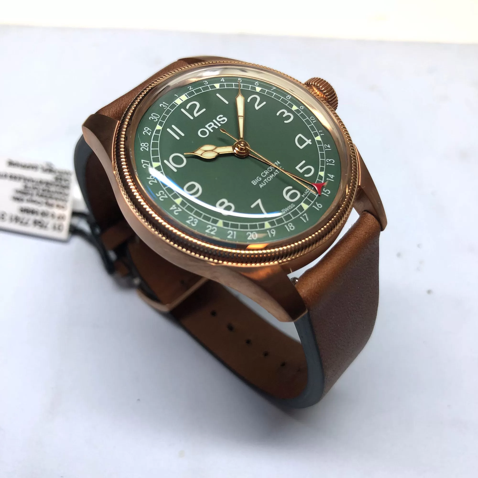 Oris 40MM Big Crown Pointer Date 80th Anniversary Automatic Green Dial Bronze Watch