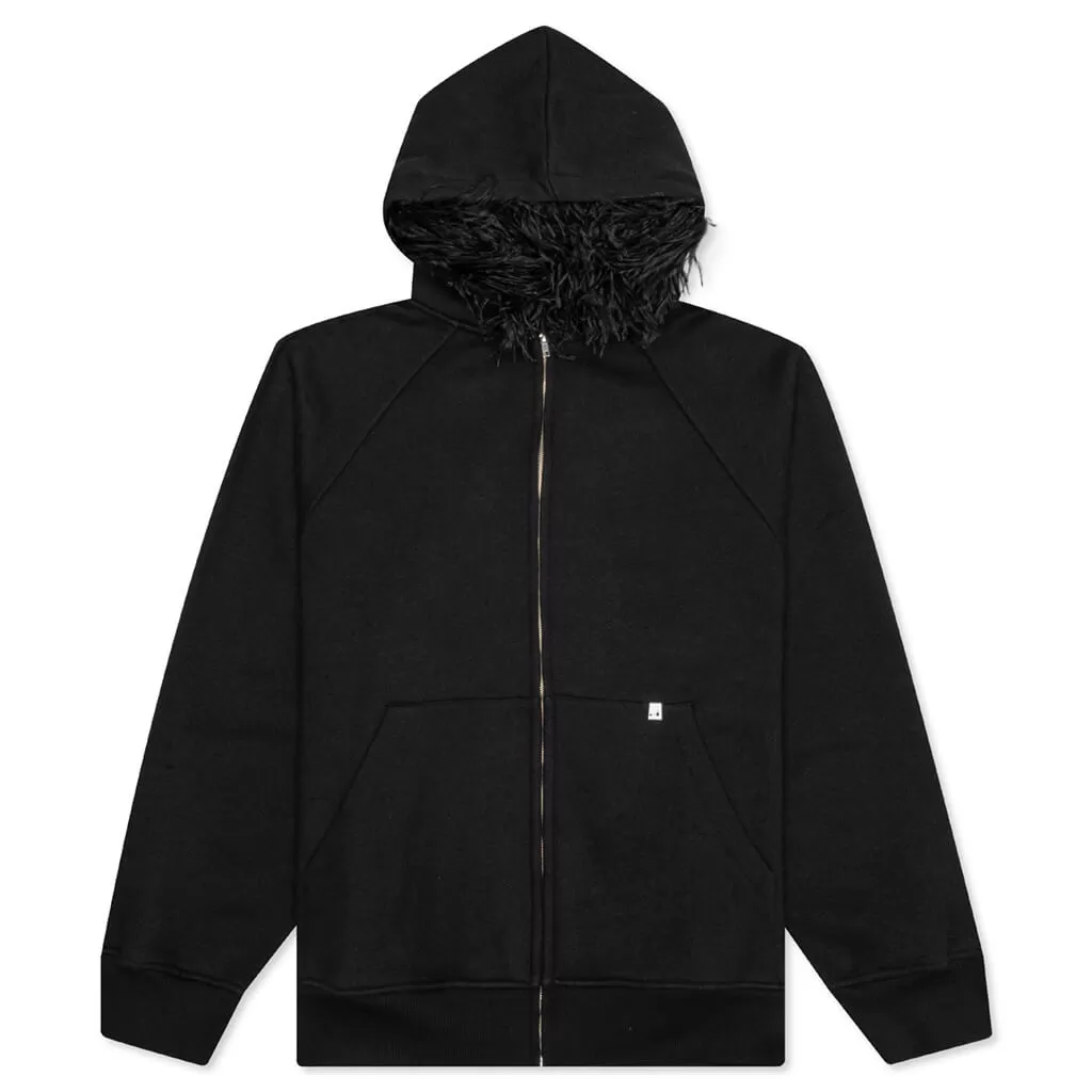 Oversized Feathered Hoodie - Black