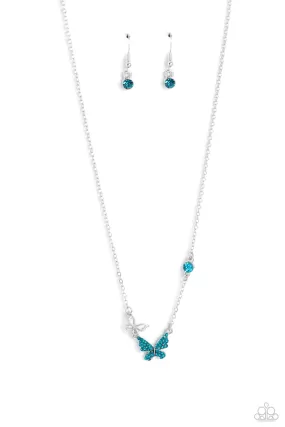 Paparazzi Cant BUTTERFLY Me Love Blue Necklace & Earring Set