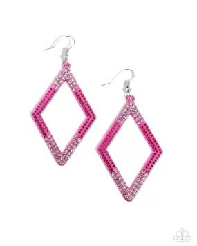 Paparazzi Eloquently Edgy Pink Earrings