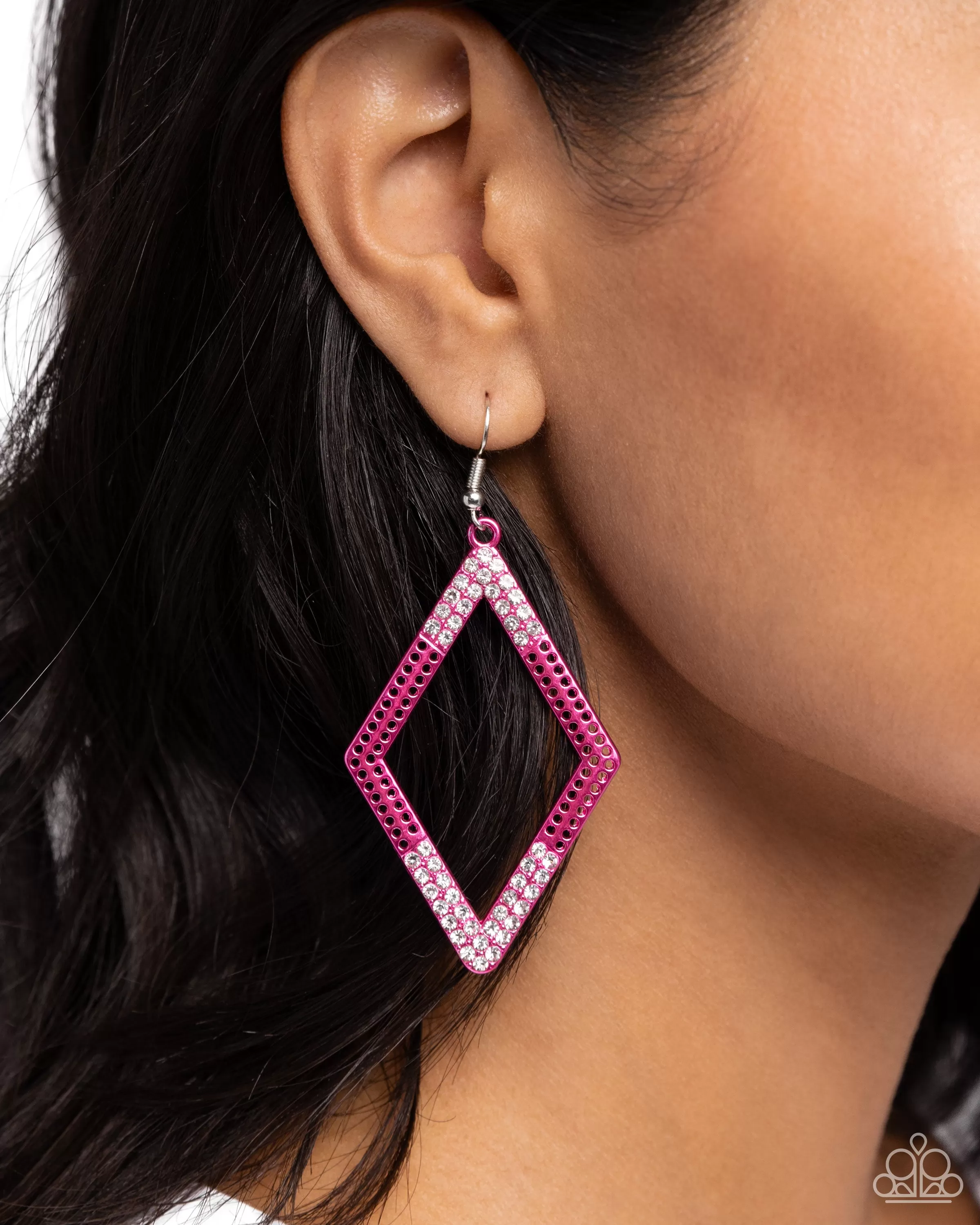 Paparazzi Eloquently Edgy Pink Earrings