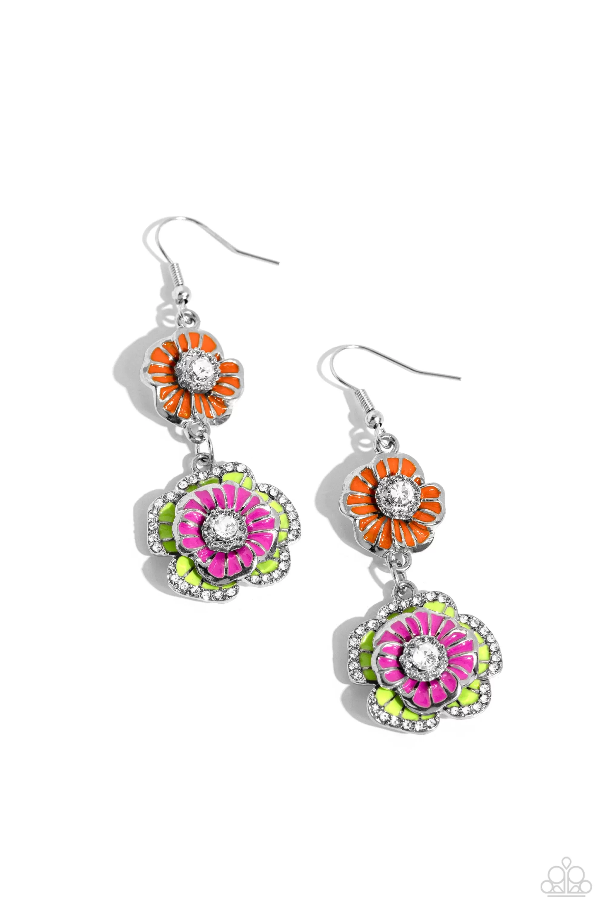 Paparazzi Intricate Impression - Multi Flower Earrings