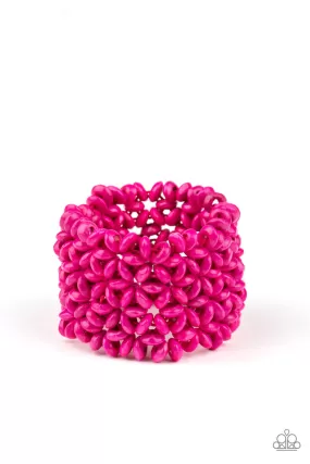 Paparazzi Island Expression - Pink Wood Bracelet