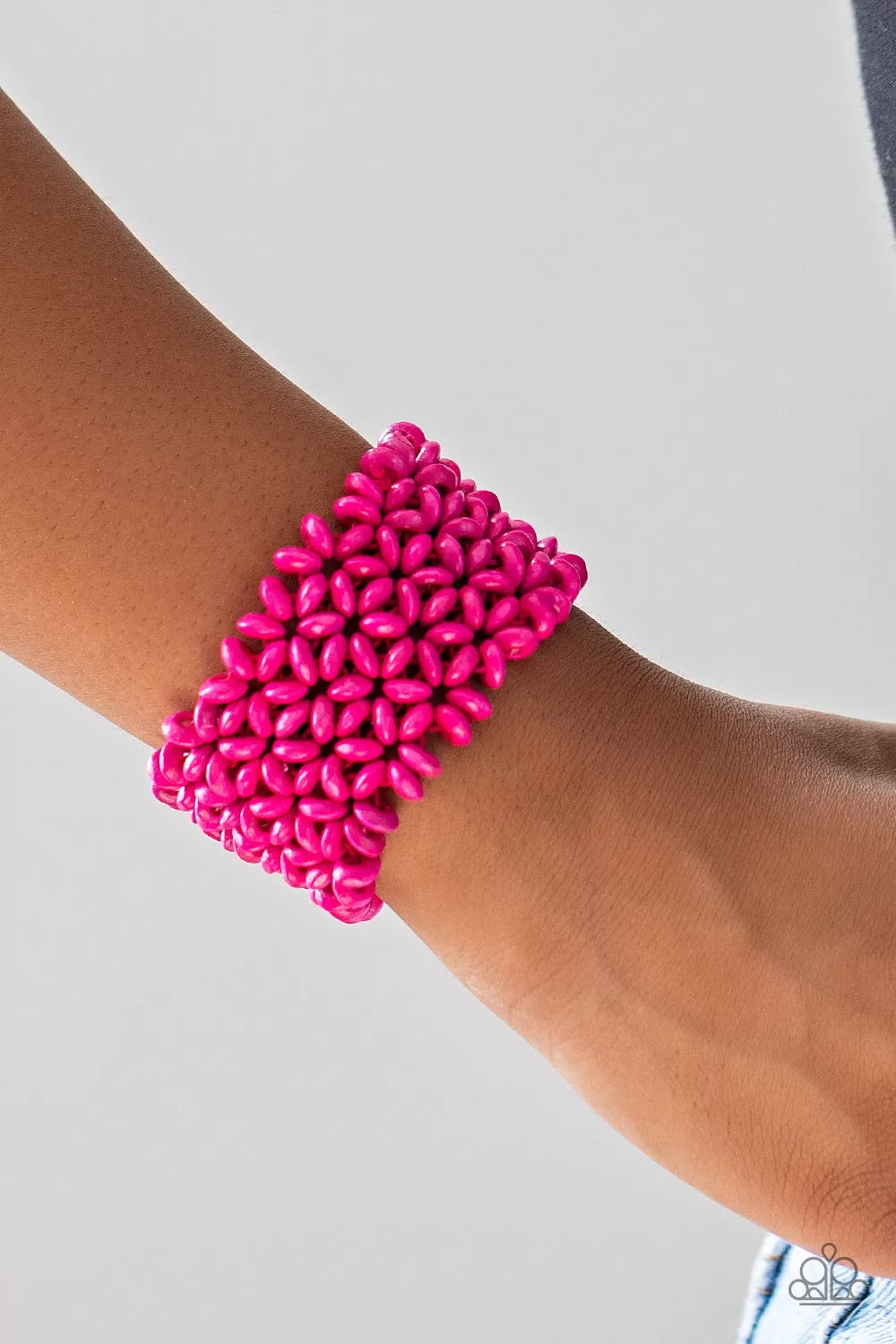 Paparazzi Island Expression - Pink Wood Bracelet