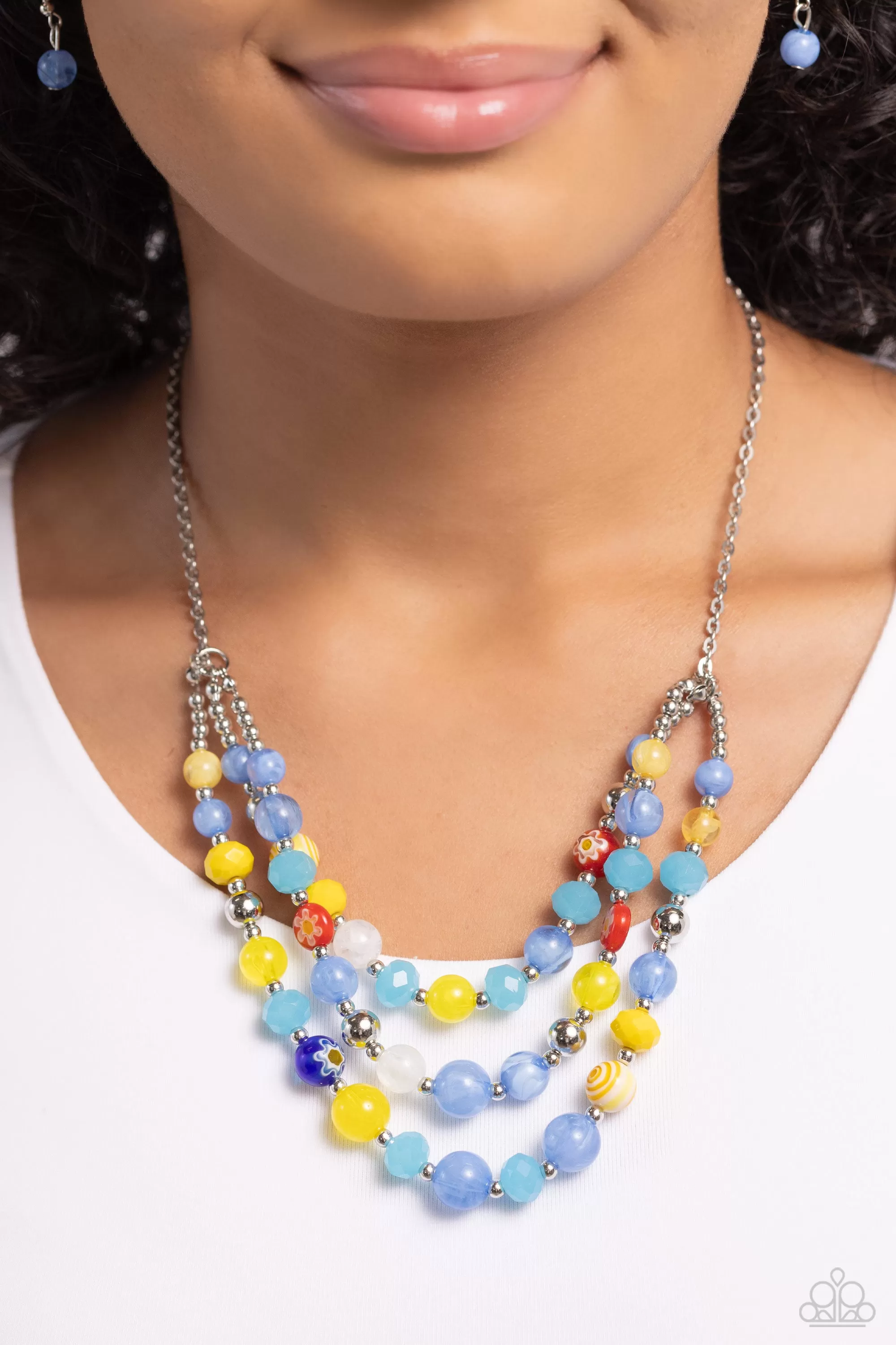 Paparazzi Summer Scope Blue Necklace & Earring Set