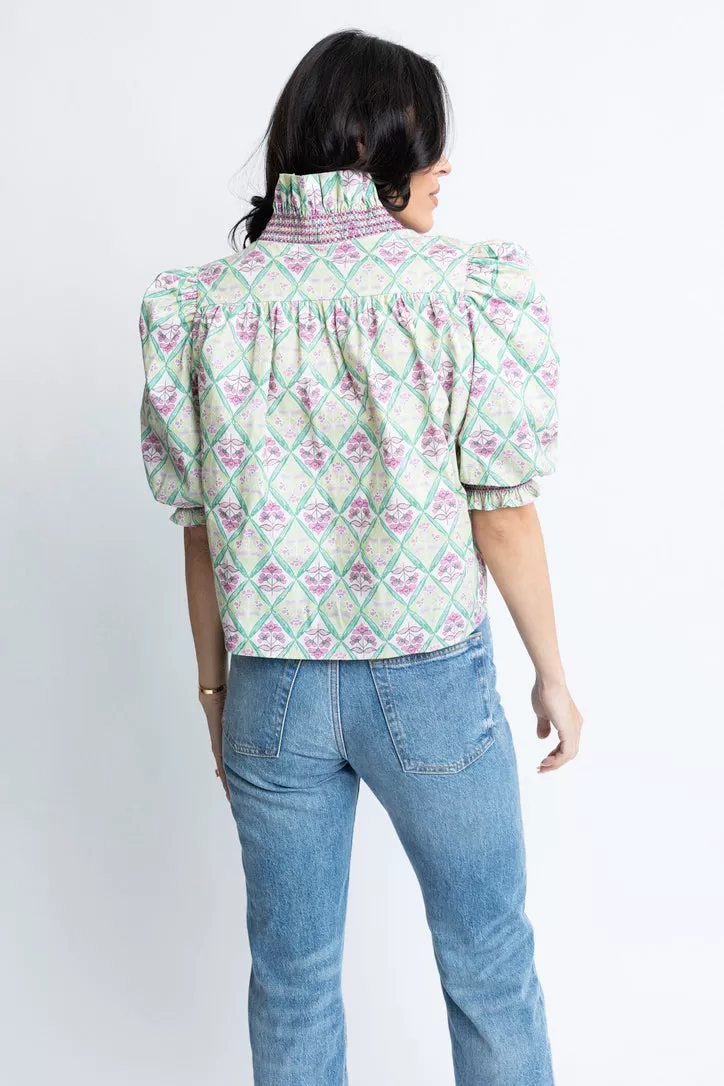 Paris Floral Puff Sleeve Top