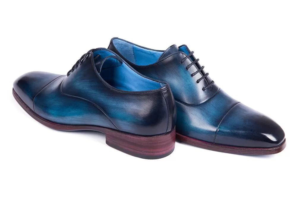 Paul Parkman Men's Captoe Oxfords Blue & Turquoise (ID#1744-BTQ)