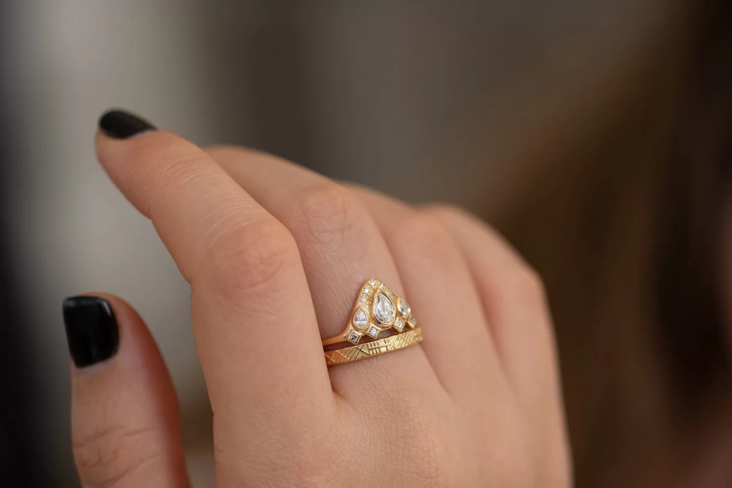 Pear Shaped Diamond Ring