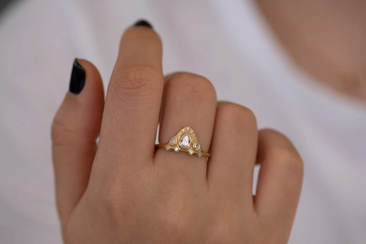 Pear Shaped Diamond Ring