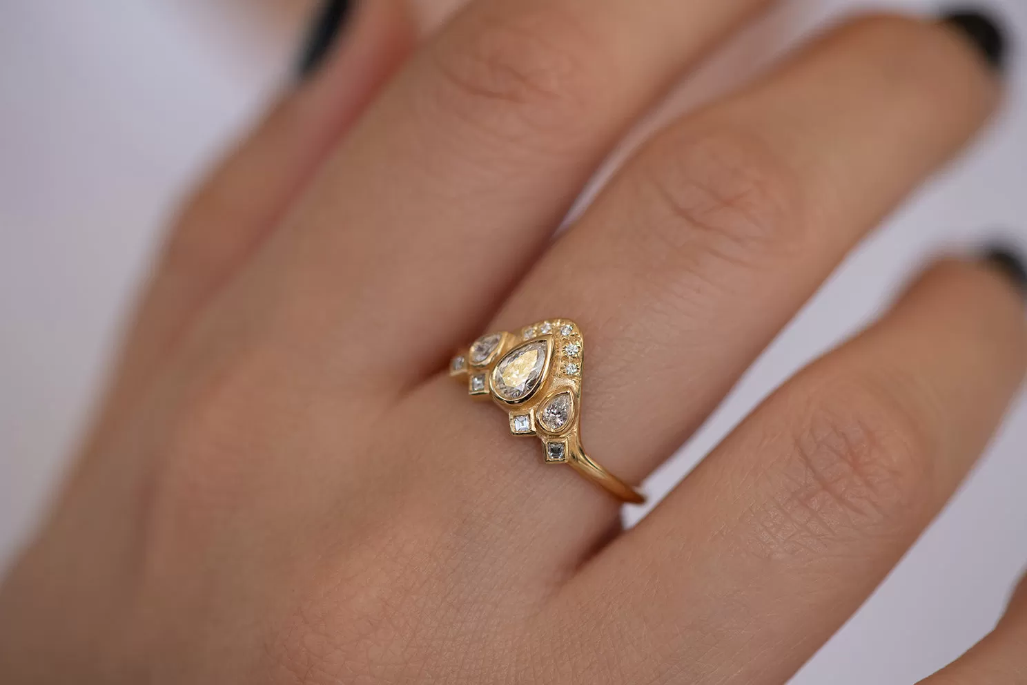 Pear Shaped Diamond Ring