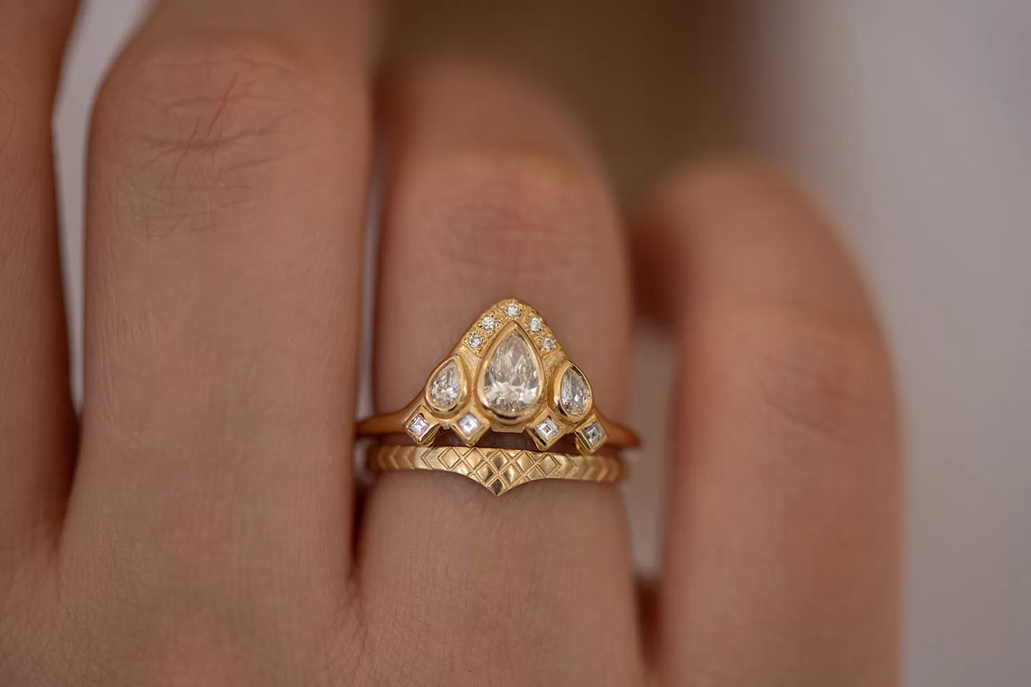 Pear Shaped Diamond Ring