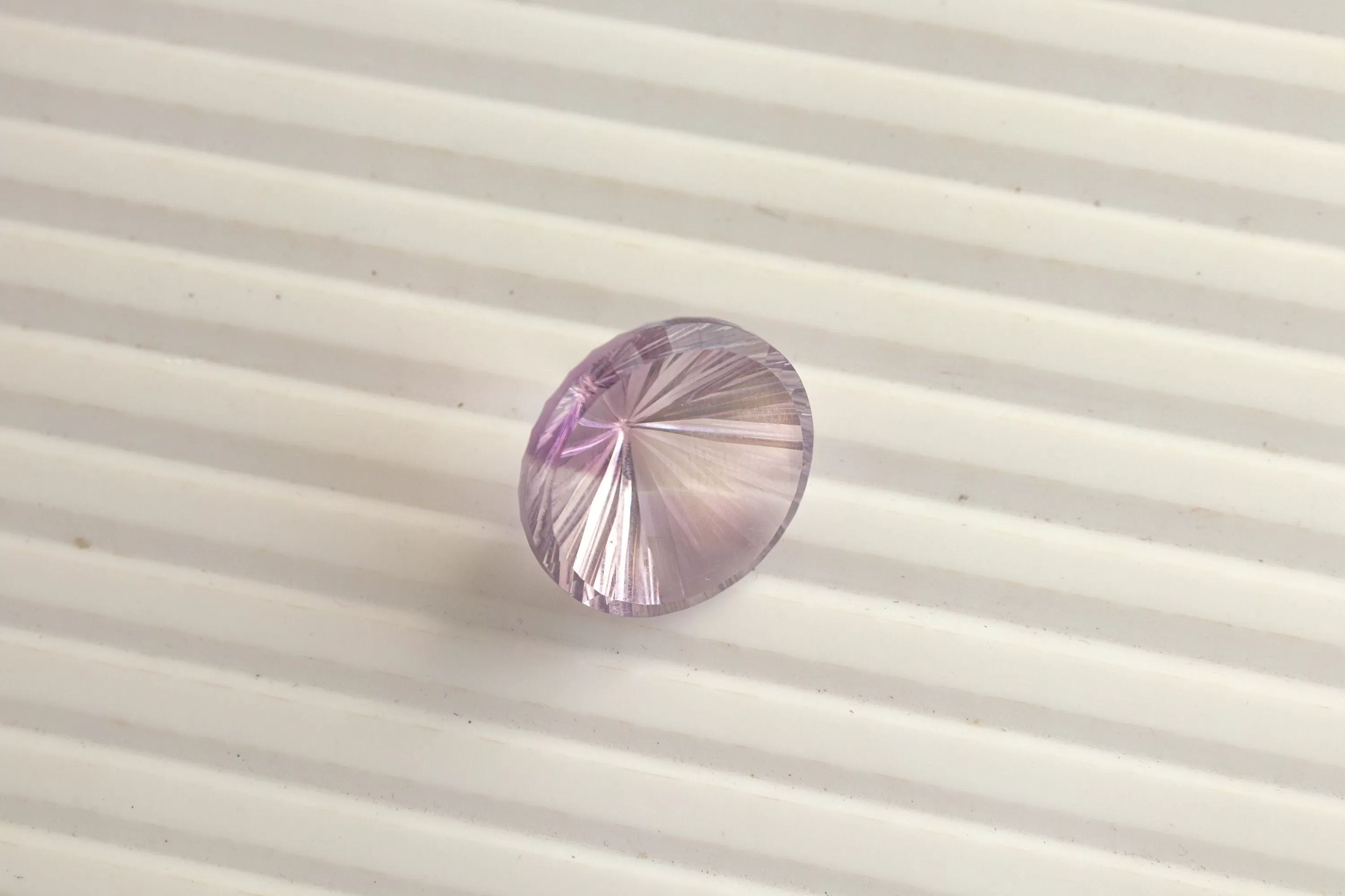 Pink Amethyst Round Concave Cut Gemstone | 20x20mm | 28.80 Carats