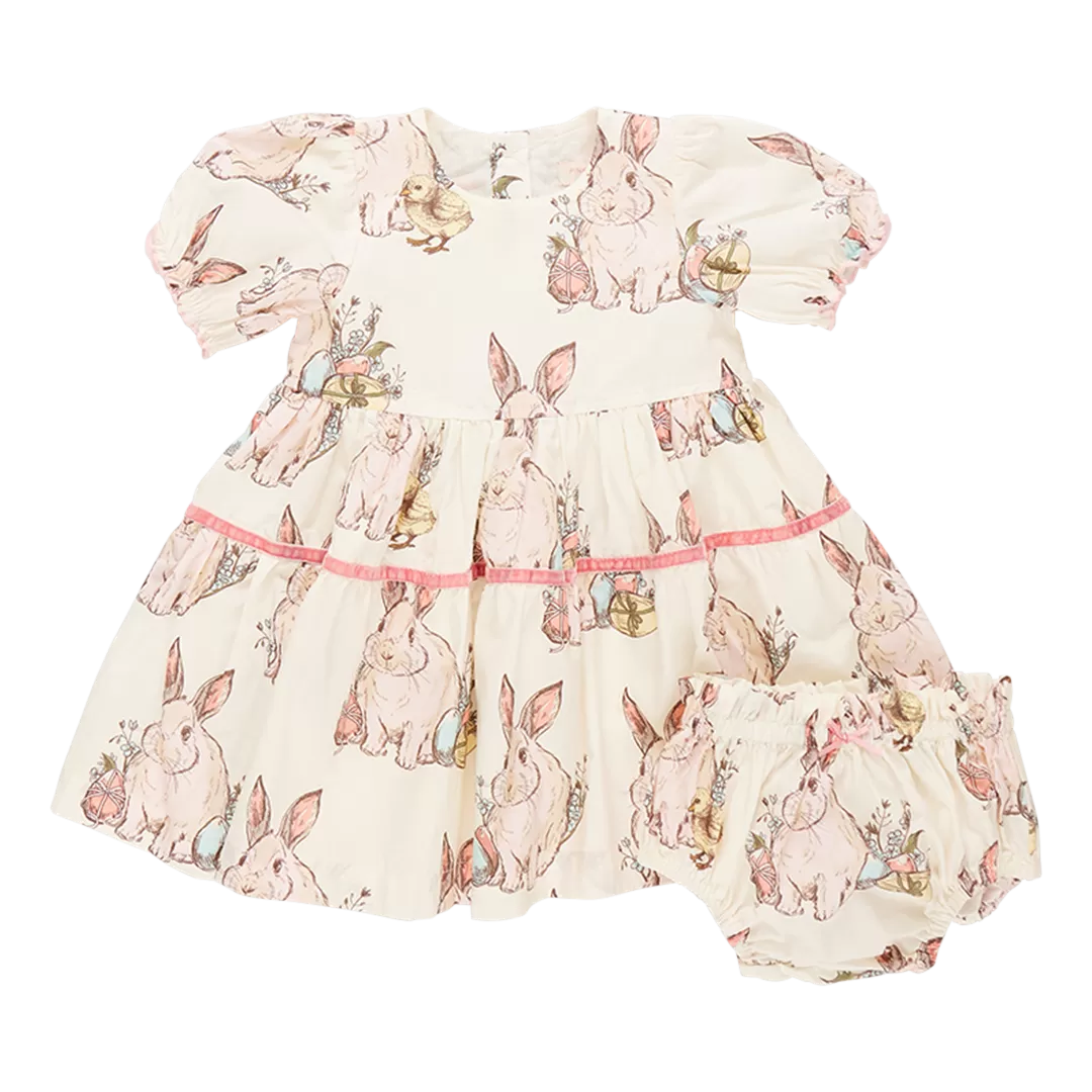 Pink Chicken Baby Girls Maribelle Dress Set - Bunny Friends