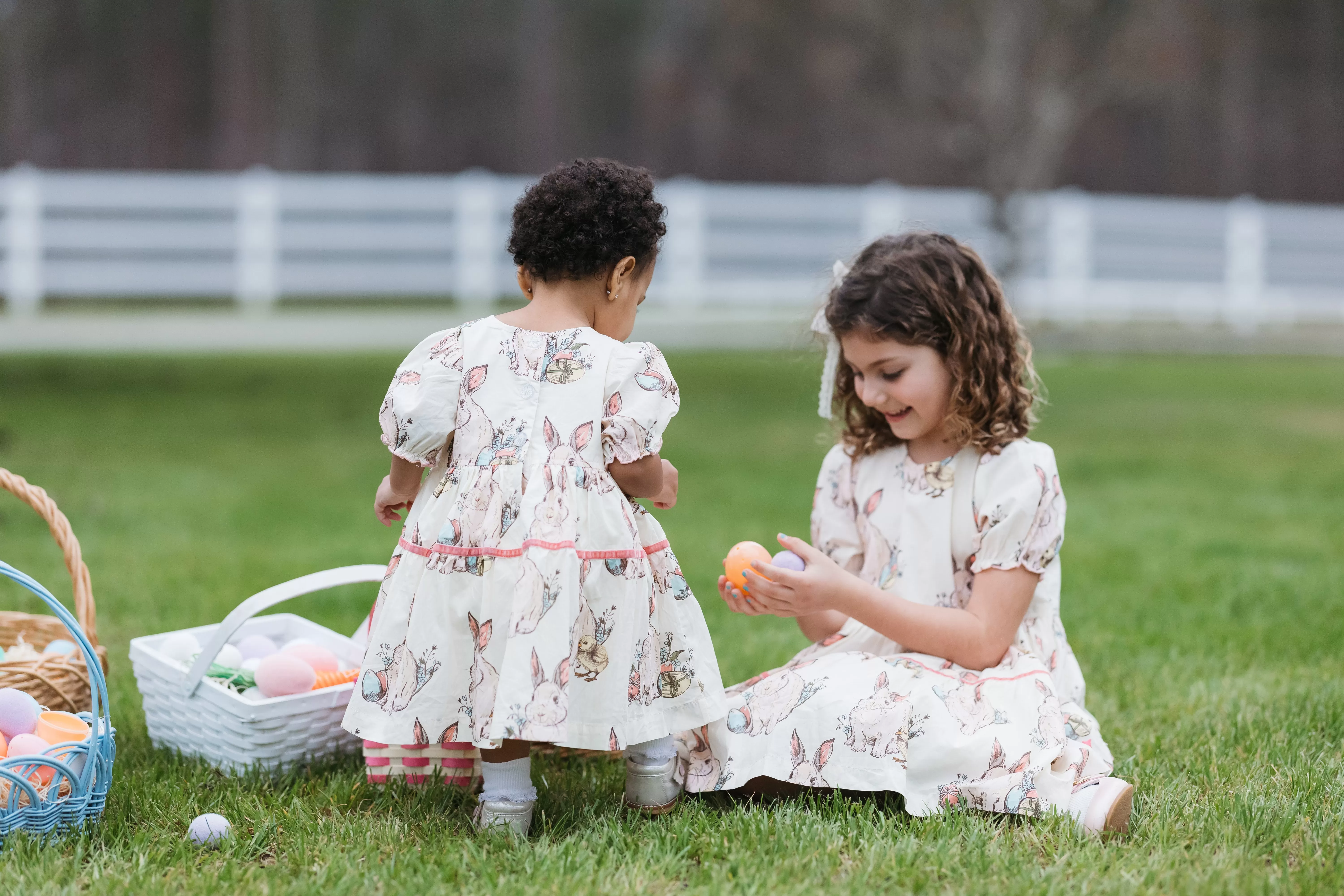 Pink Chicken Baby Girls Maribelle Dress Set - Bunny Friends