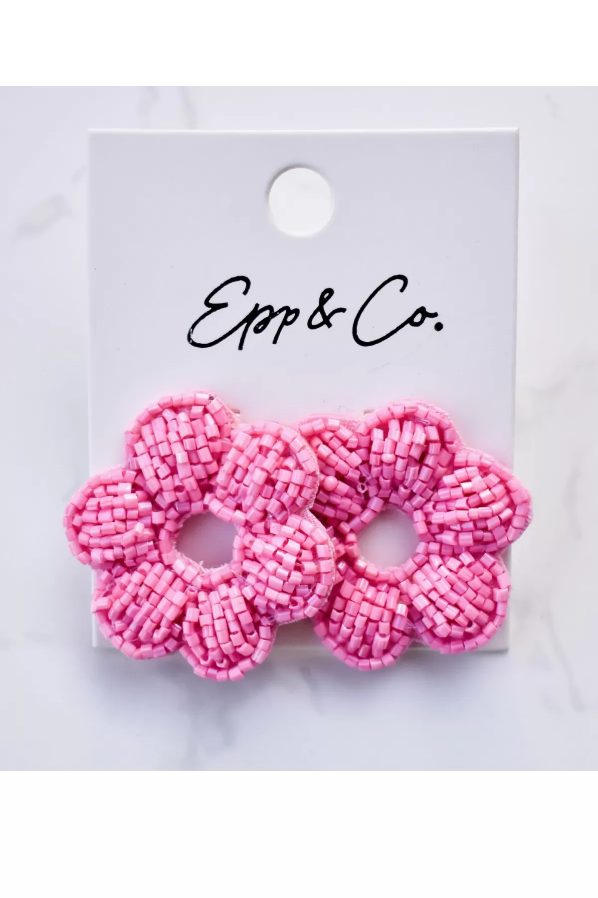 Pink Flower Bead Studs