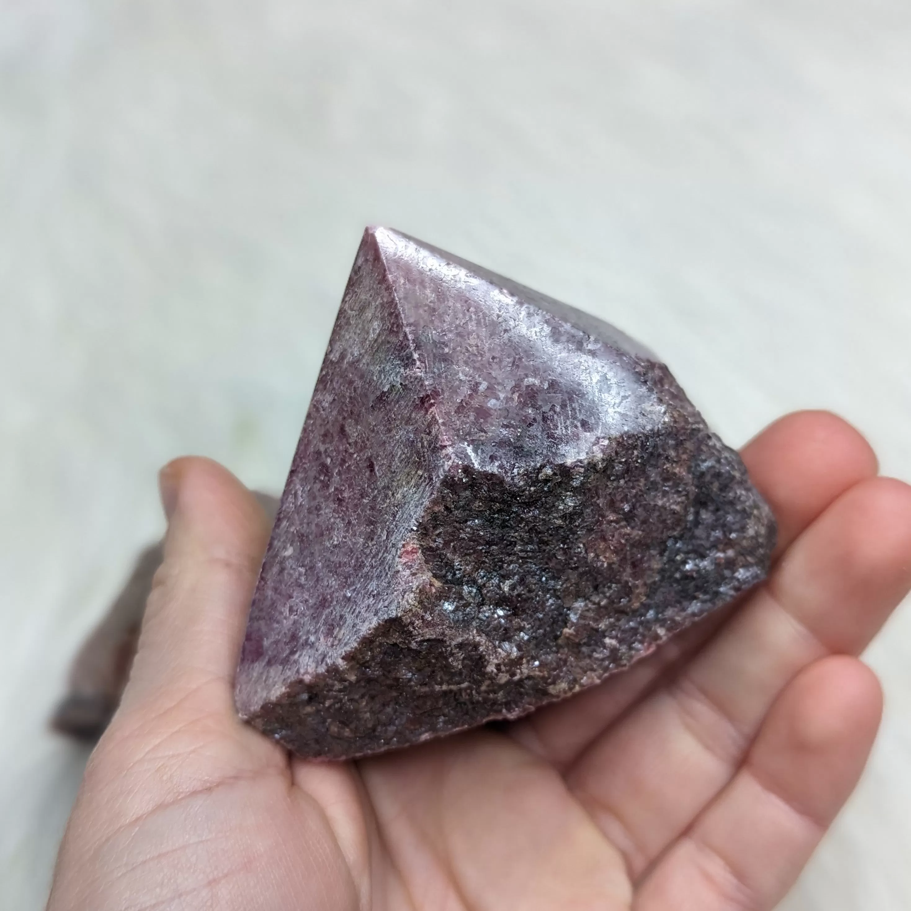 Pink Rhodonite Polished Point Carving ~ 6 sides