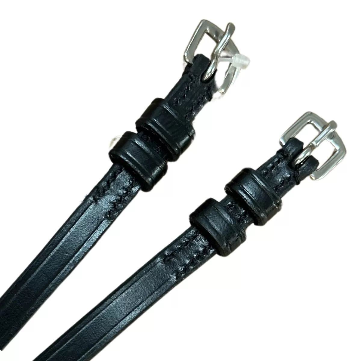 Plain Leather Spur Straps in Black - 3/8 x 16