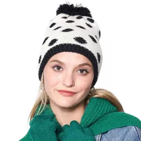 Polka Dot Pom Pom Beanie Hat