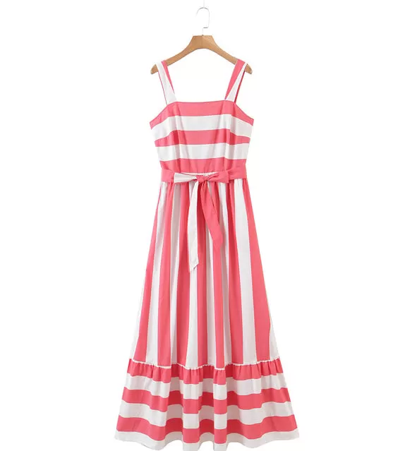 Poppy Stripe Maxi Long Dress