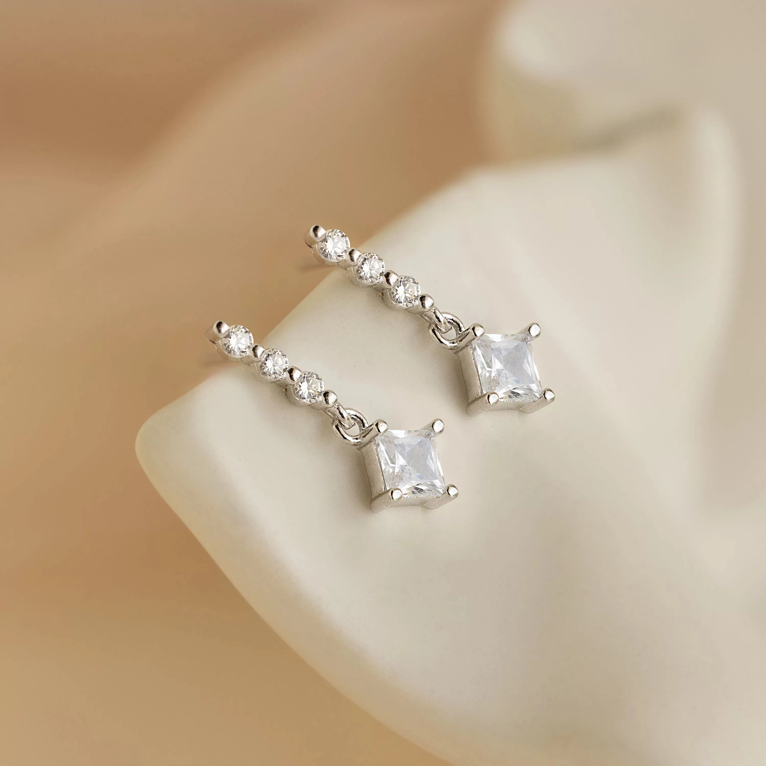 Princess Diamond Drop Studs