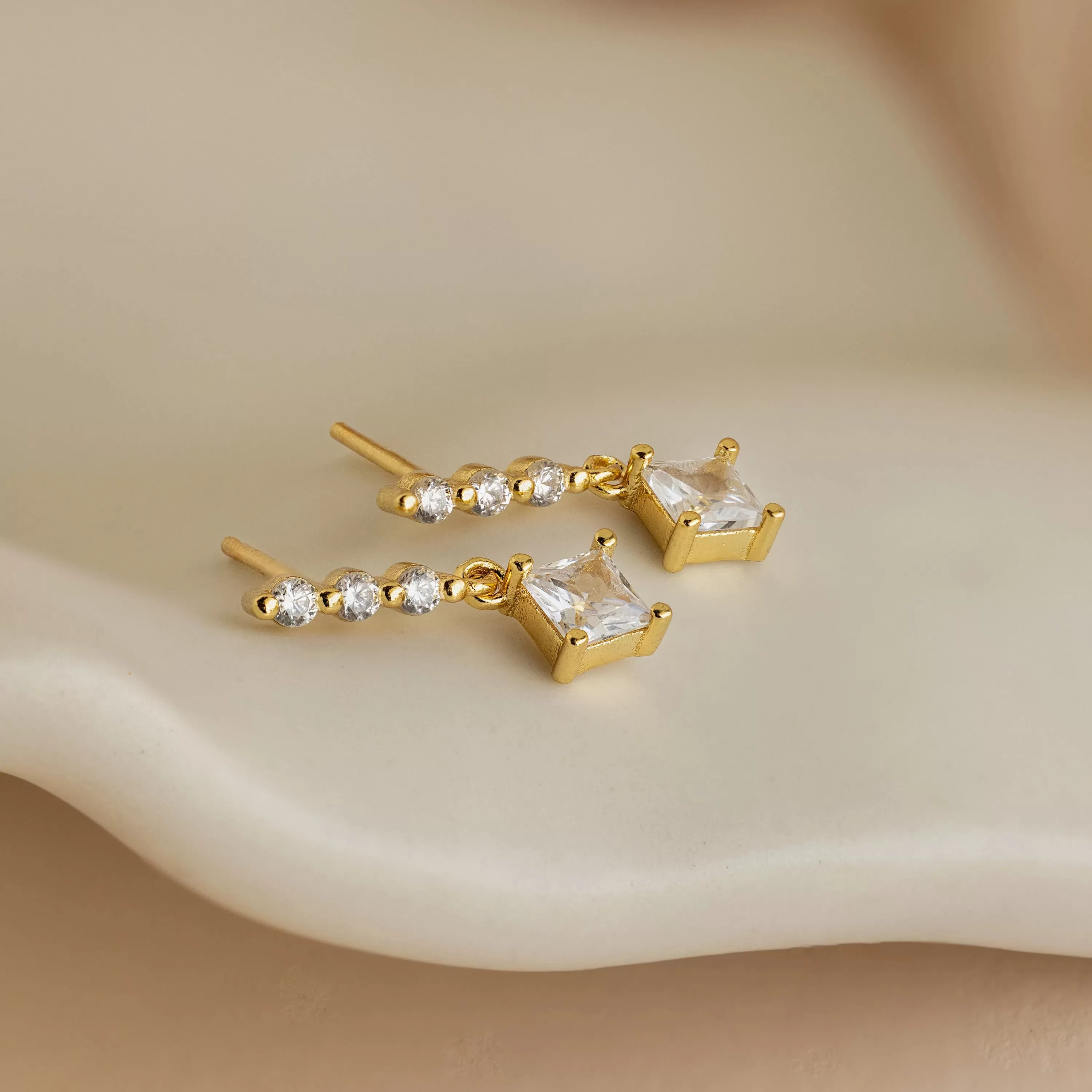 Princess Diamond Drop Studs