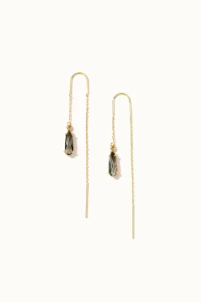 Priya Crystal Threader Earrings Grey