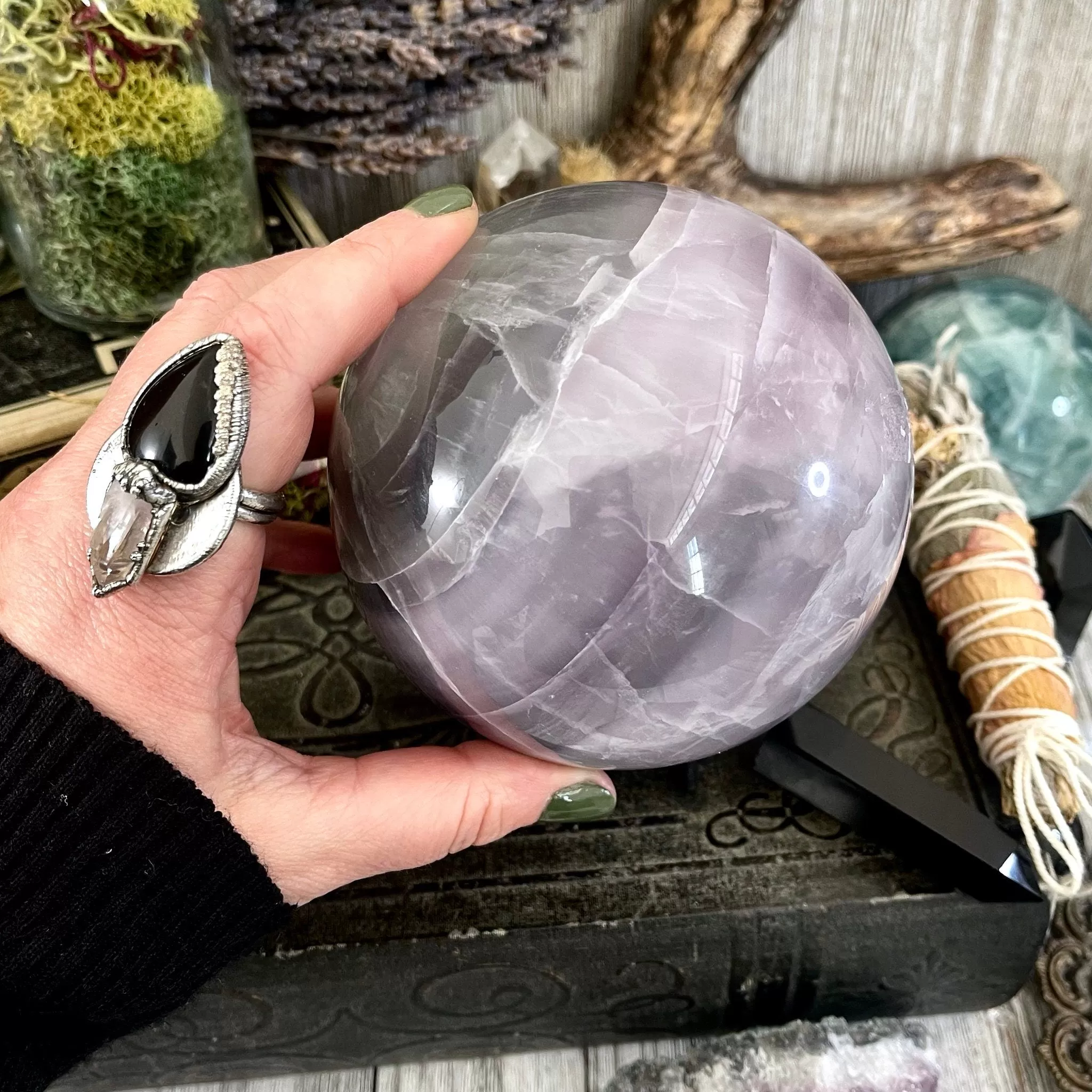 Purple and Green Fluorite Crystal Ball / FoxlarkCrystals