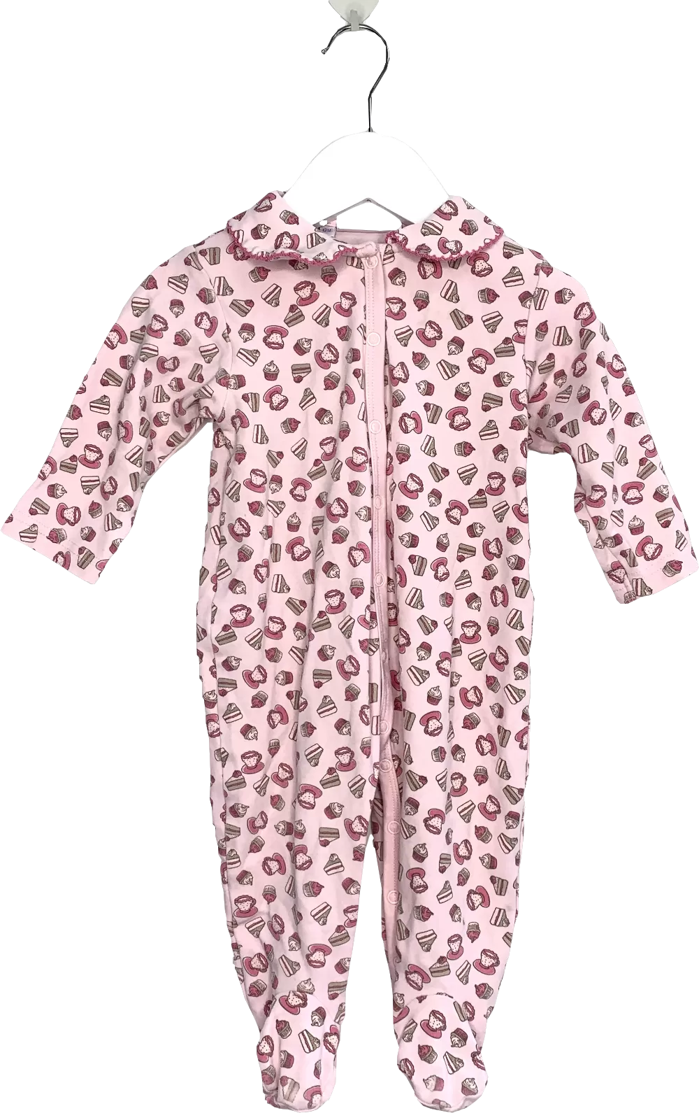 Rachel Riley Pink Cupcake Print Sleepsuit 9-12 Months