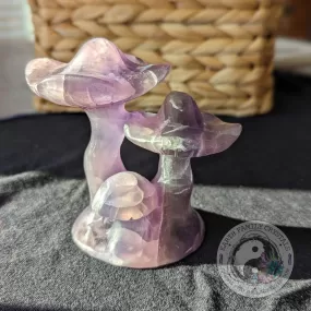 Rainbow Fluorite Mushroom Carving ~ Magical and Whimsical Crystal Carving