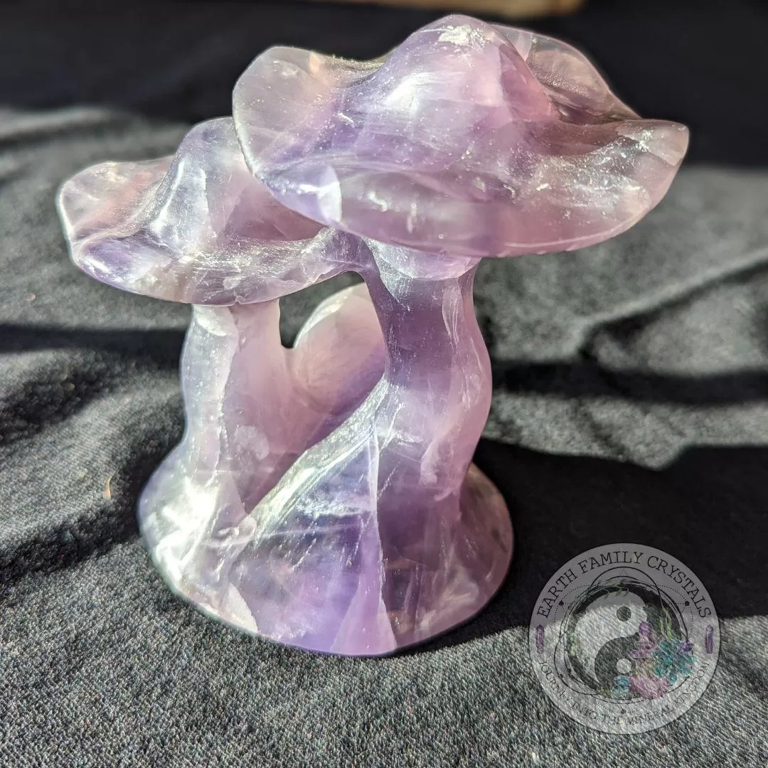 Rainbow Fluorite Mushroom Carving ~ Magical and Whimsical Crystal Carving