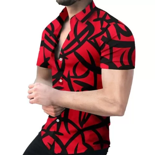 RED & BLACK Geometric Printed Casual Shirt