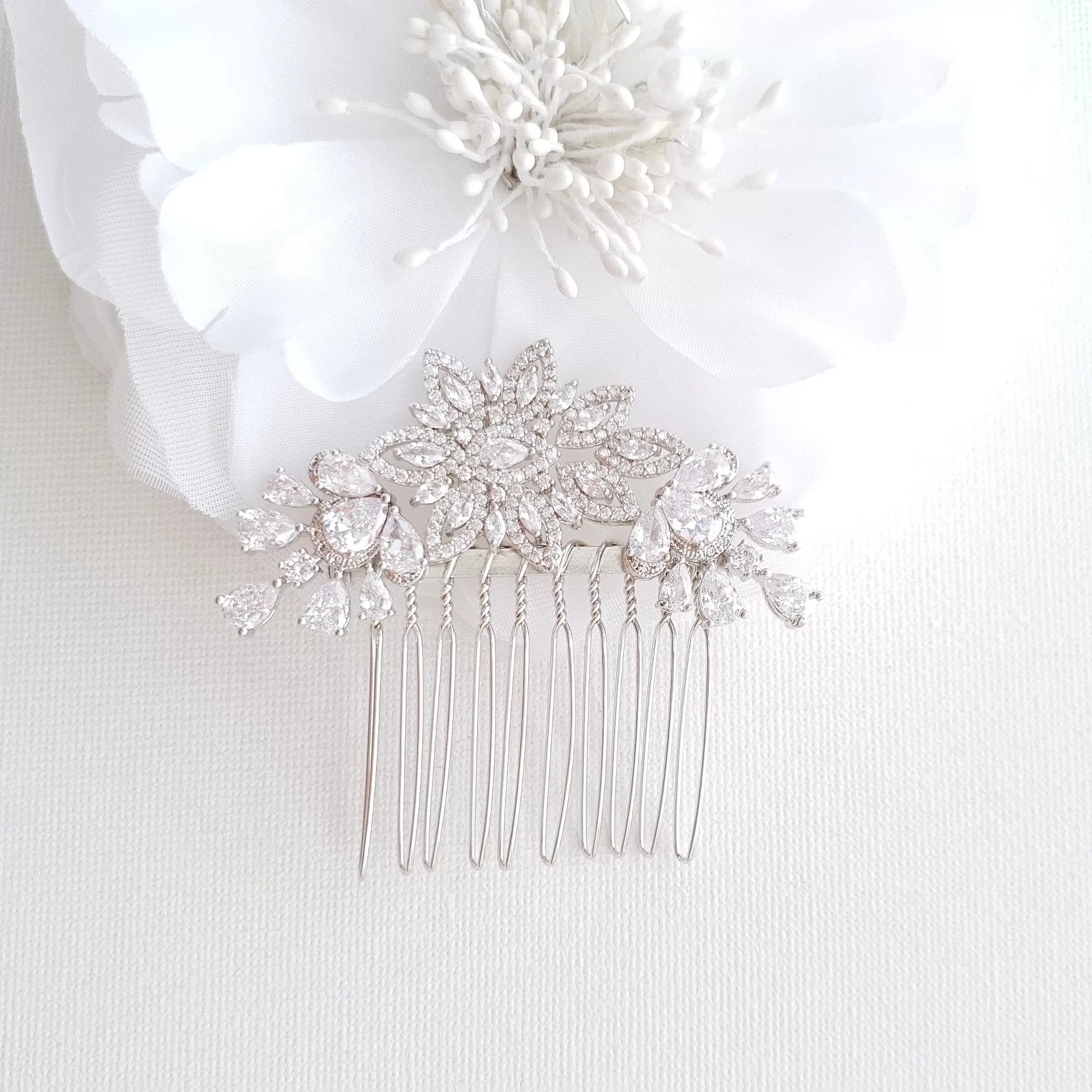 Rose Gold Diamante Hair Comb-Lara