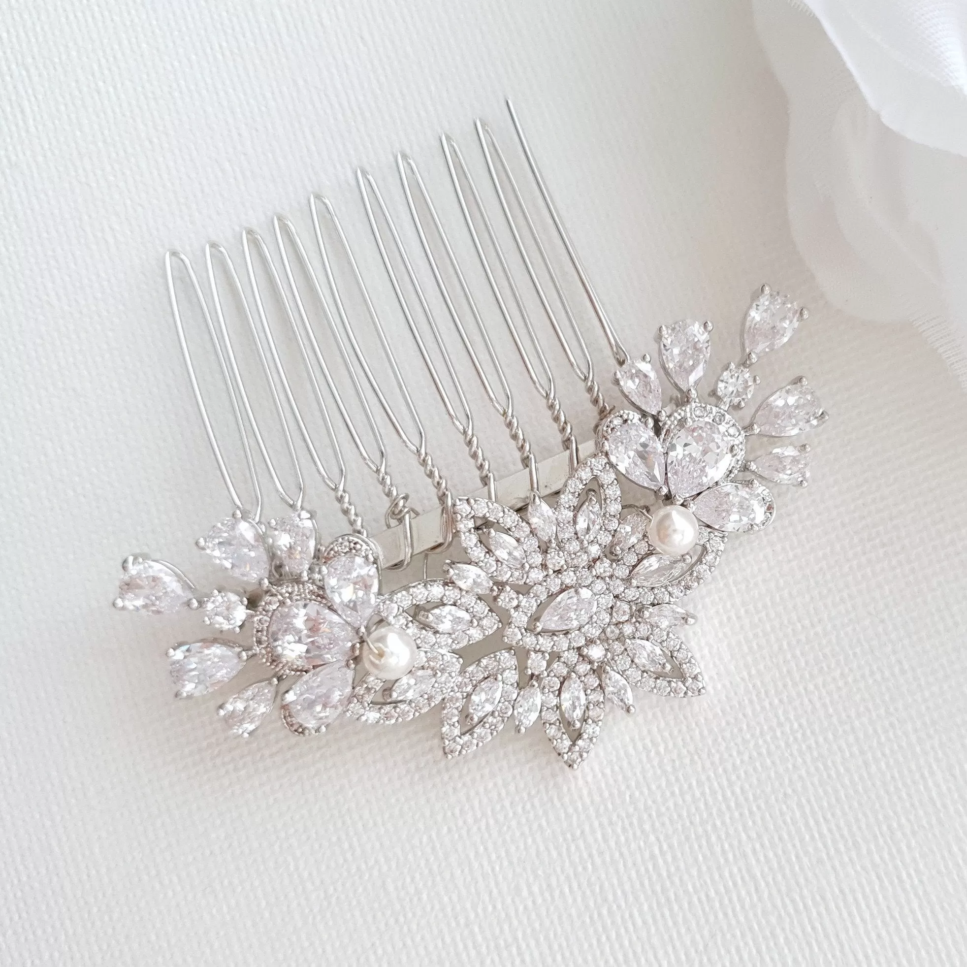 Rose Gold Diamante Hair Comb-Lara