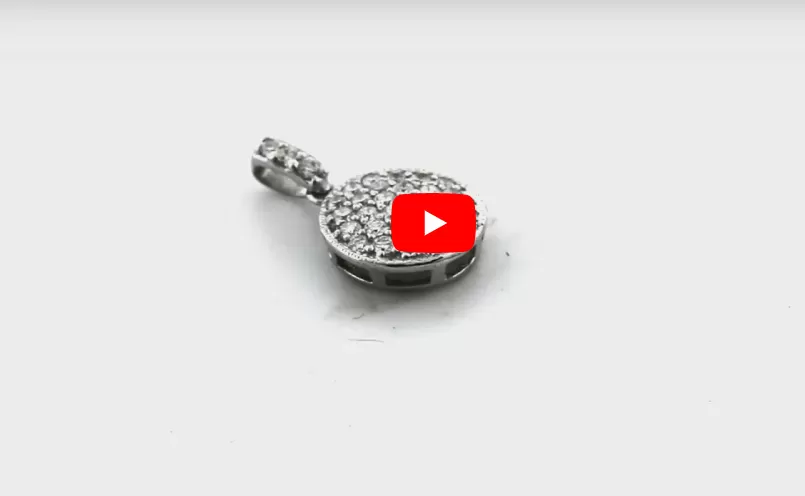 Round Pave Set Diamond Pendant 0.49 CT TW 14K White Gold DPEN023