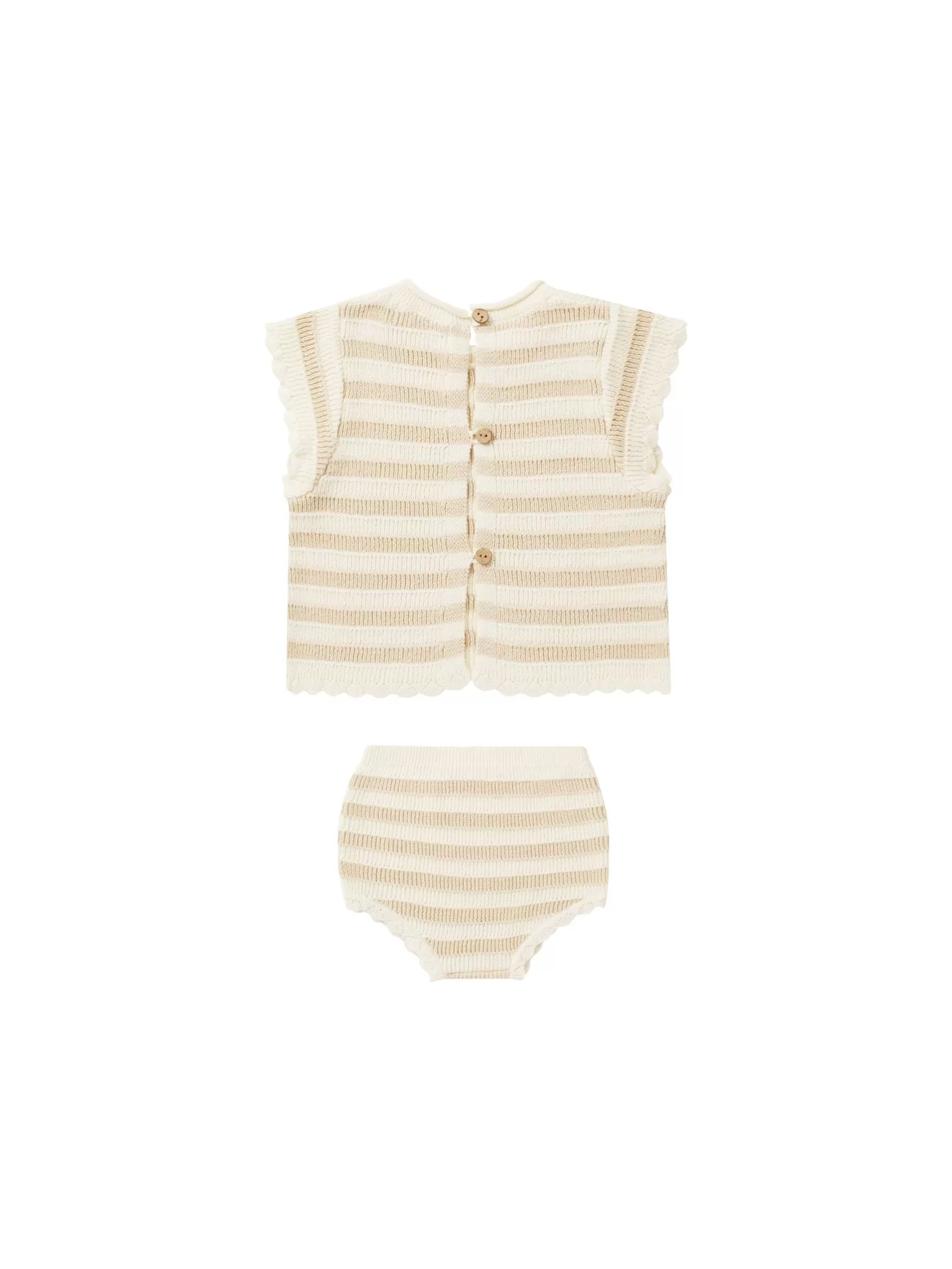 Rylee & Cru - Sand Stripe Scallop Knit Baby Set