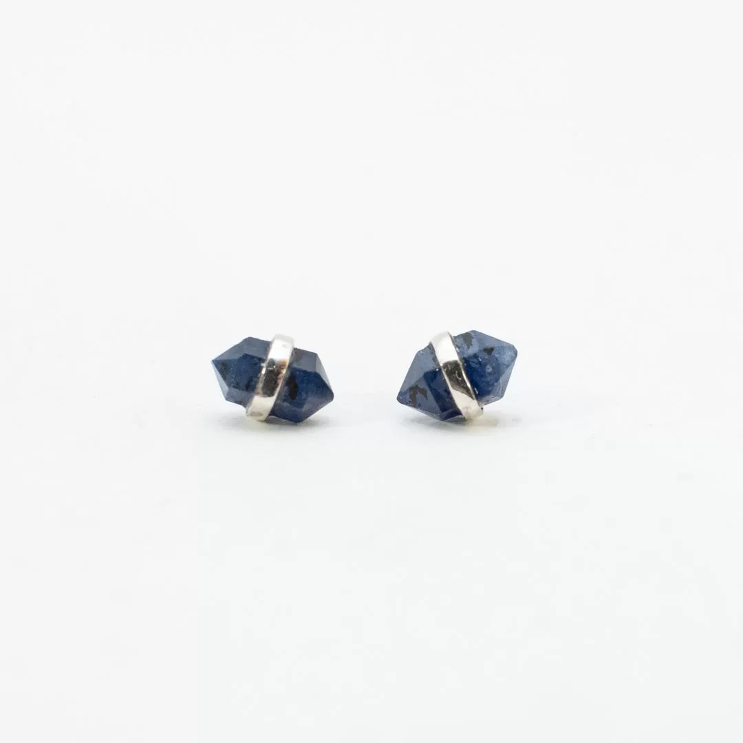 Silver Wrap Blue Sapphire Studs