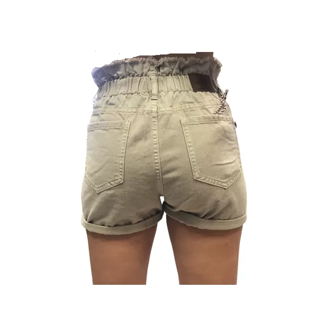 Smithy's Bermuda shorts for women in denim with high elastic waistband WBD641 beige