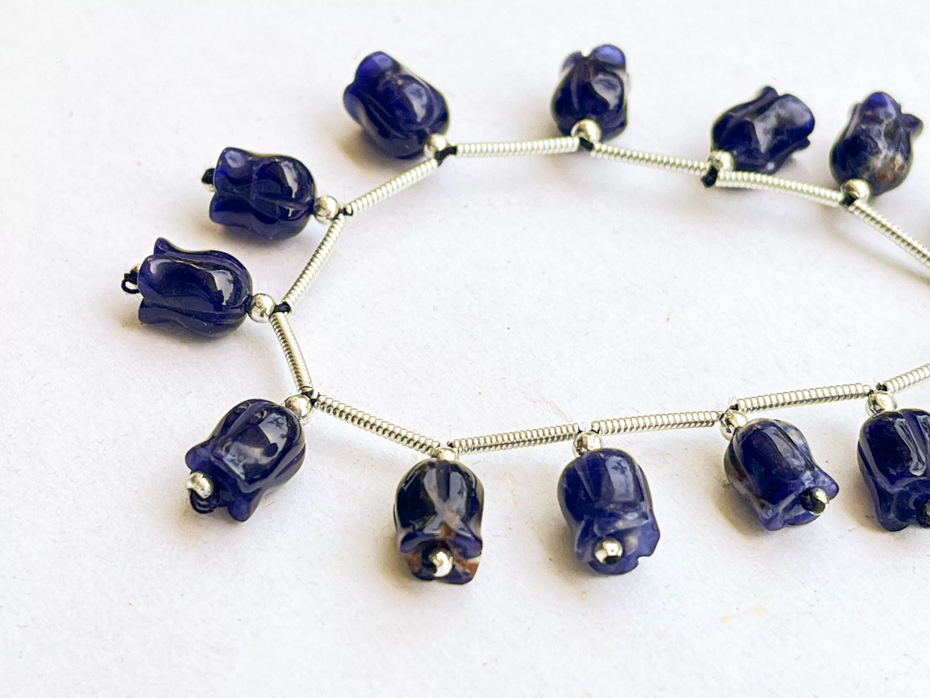 Sodalite flower carving Lily of the valley shape beads