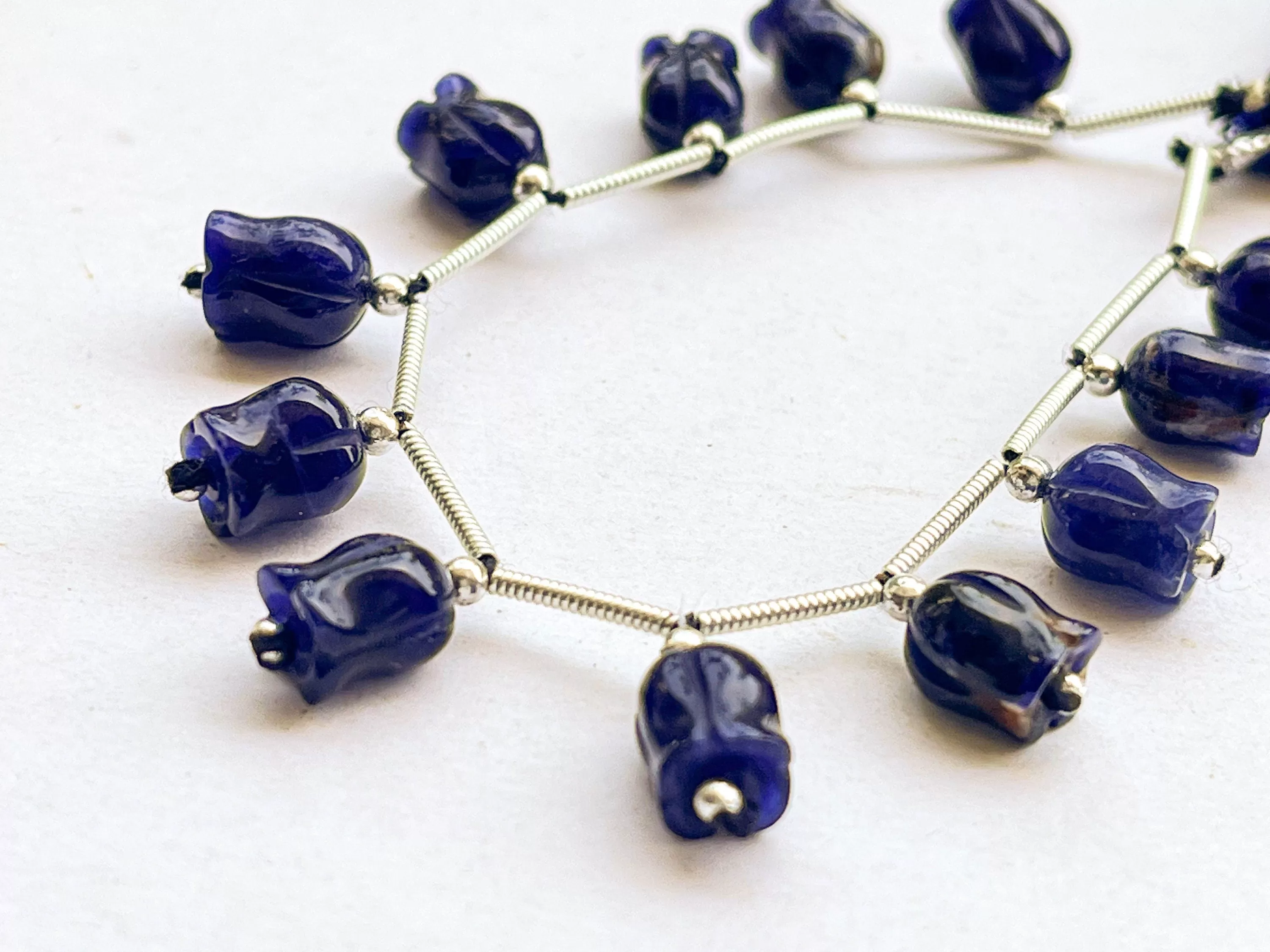 Sodalite flower carving Lily of the valley shape beads