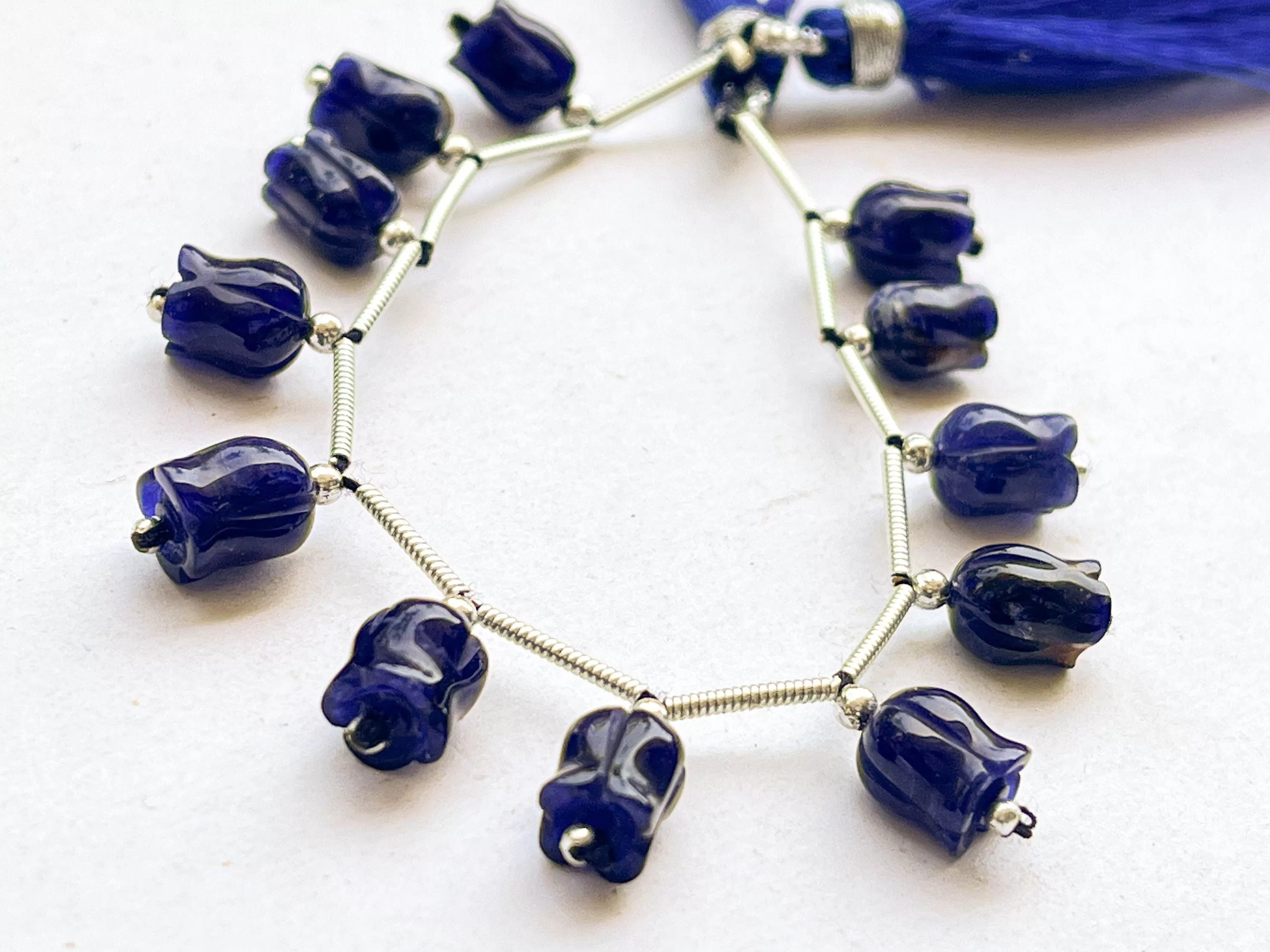 Sodalite flower carving Lily of the valley shape beads