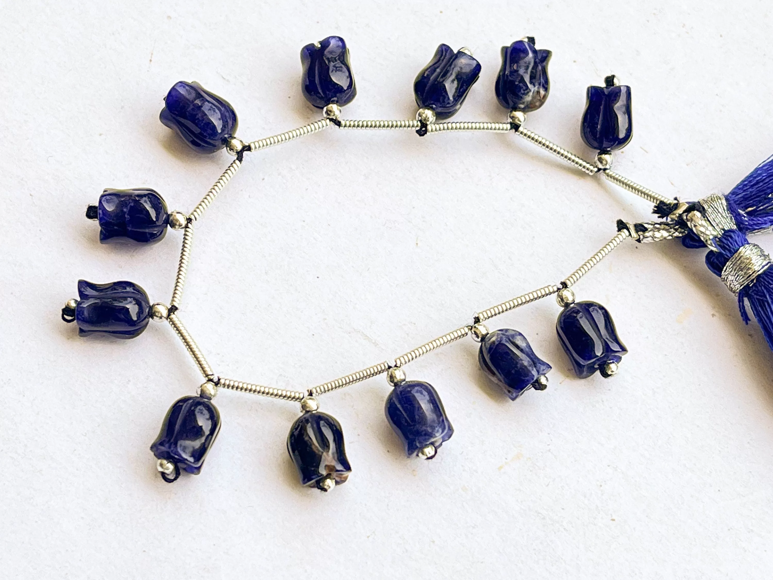 Sodalite flower carving Lily of the valley shape beads