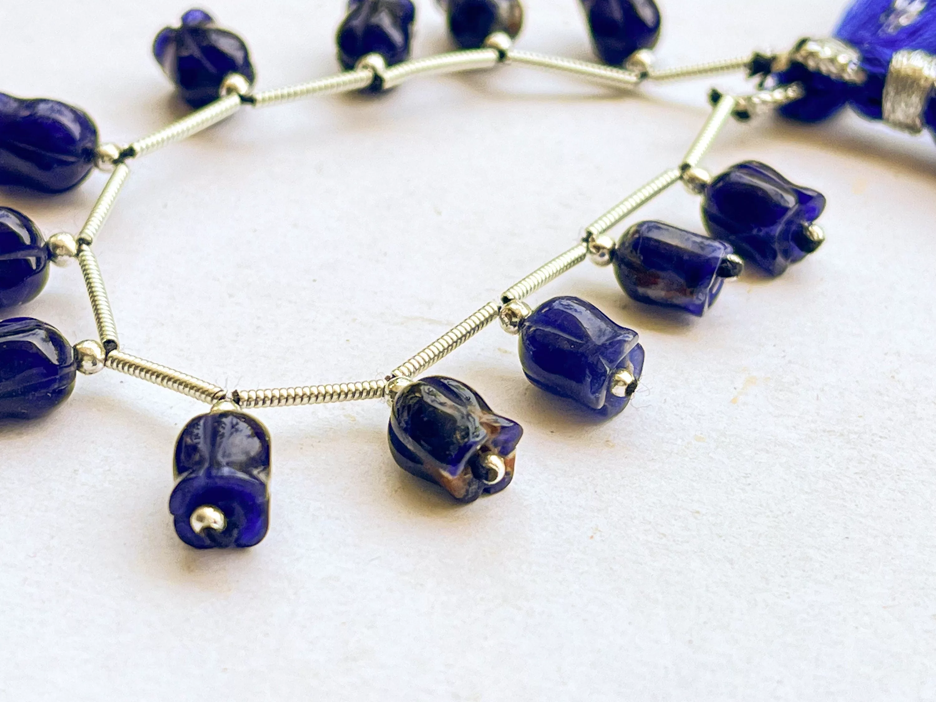 Sodalite flower carving Lily of the valley shape beads