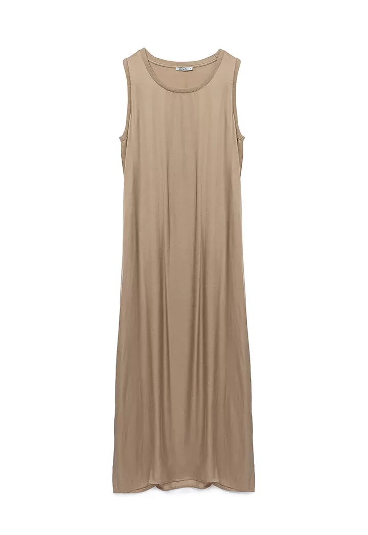 Solid A-line Maxi Sleeveless Dress