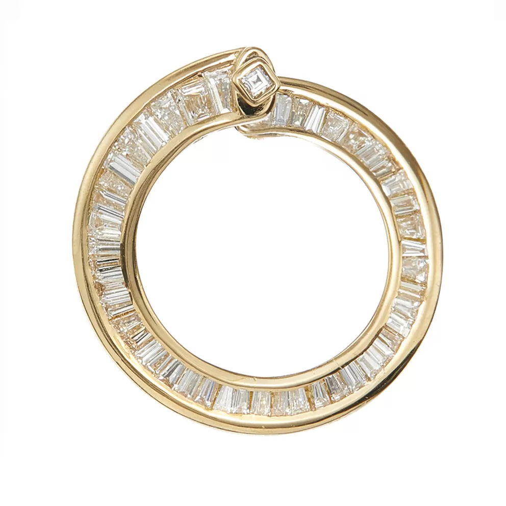 Spiral Hoop Earrings with Tapered Baguette Diamonds