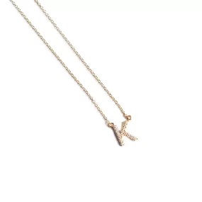 stationary diamond initial necklace